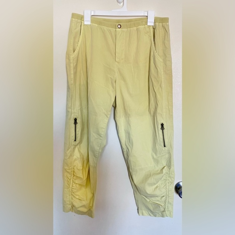 Women's Soft Surroundings Yellow/ Green Cotton Cargo Pants Size Large